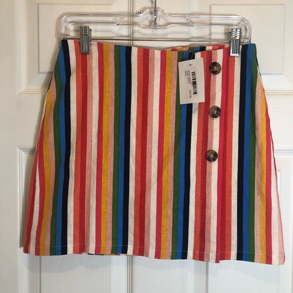 Le Lis Fully Lined Multicolor Striped Linen Blend Mini Skirt  Size Small NWT - Picture 1 of 7